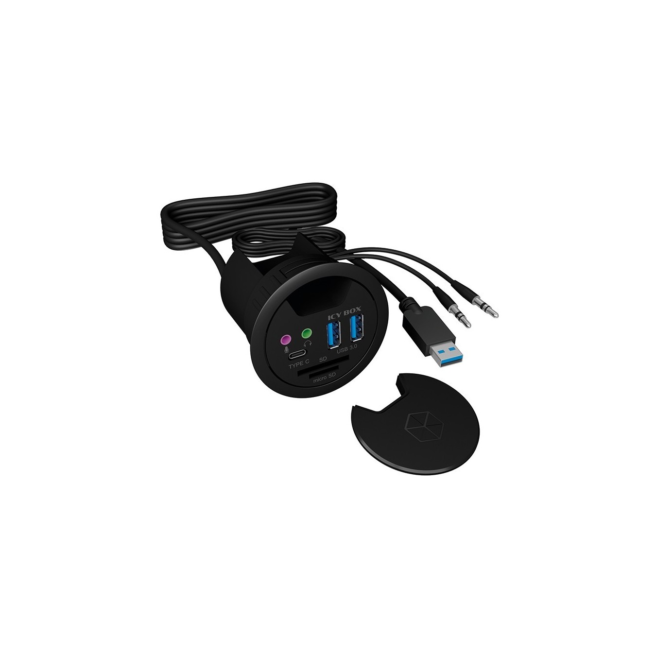 Desk Hub with 2 Card Readers, Audio In/Out, Charging Function and LED ICY BOX — Buy in Cyprus with Fast Delivery