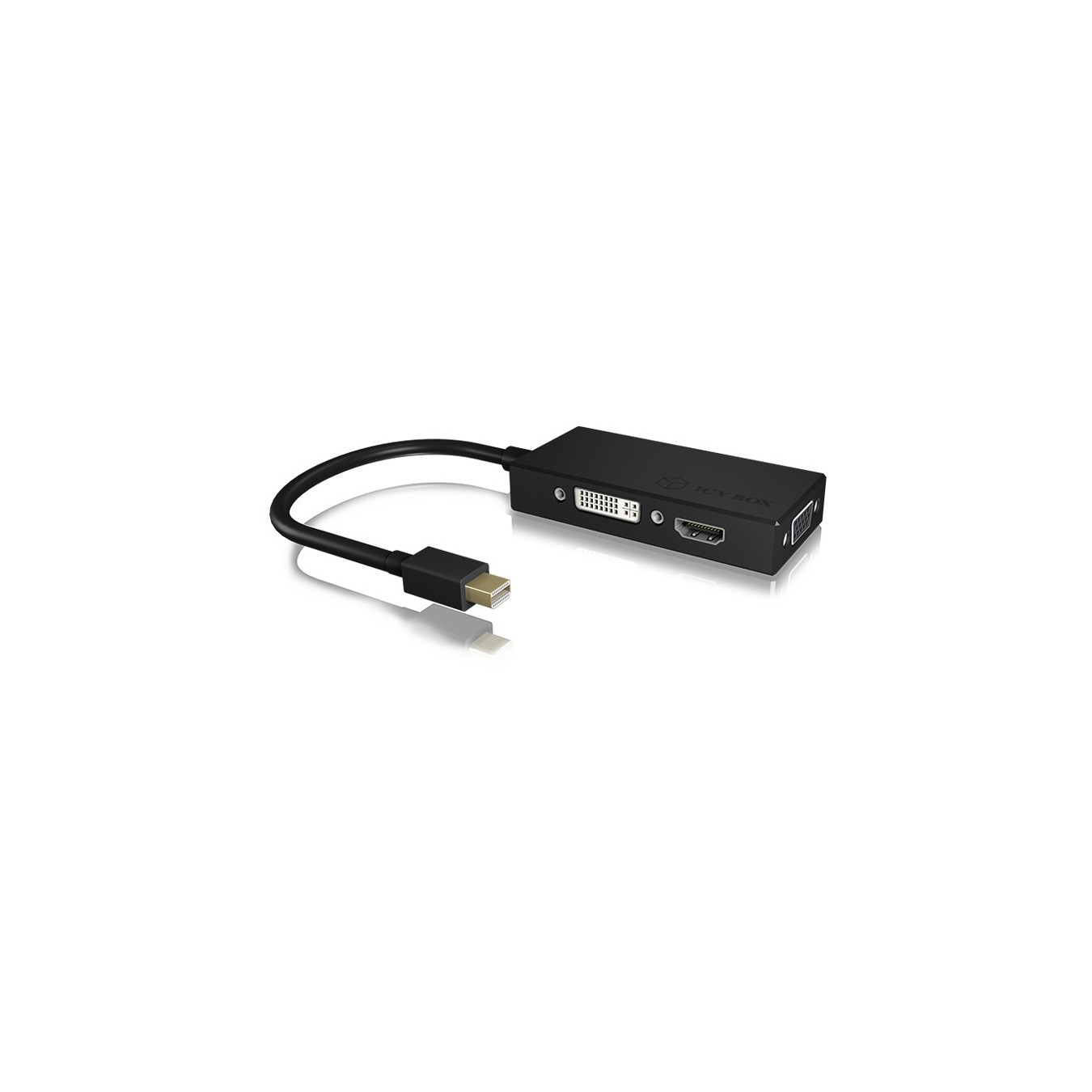 Adapter ICY BOX mini DisplayPort to DVI HDMI VGA 4K 60Hz Black - Characteristics — Buy in Cyprus with Fast Delivery