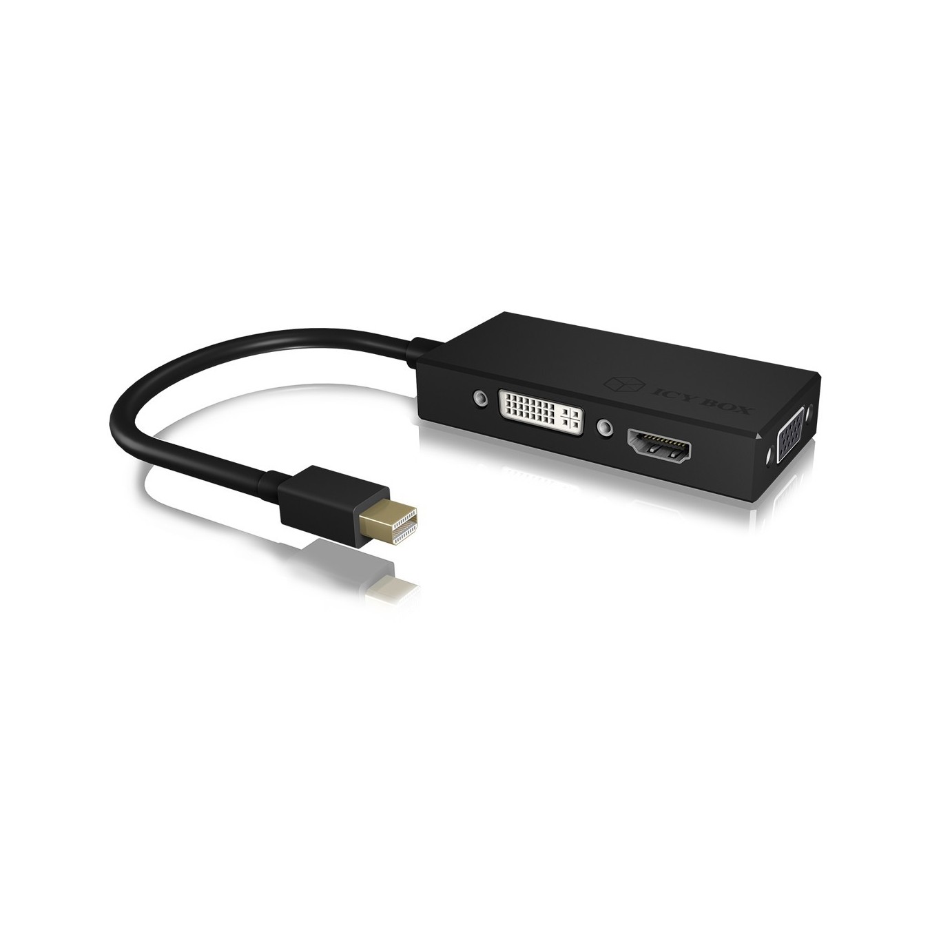 Adapter ICY BOX mini DisplayPort to DVI HDMI VGA 4K 60Hz Black - Characteristics — Buy in Cyprus with Fast Delivery