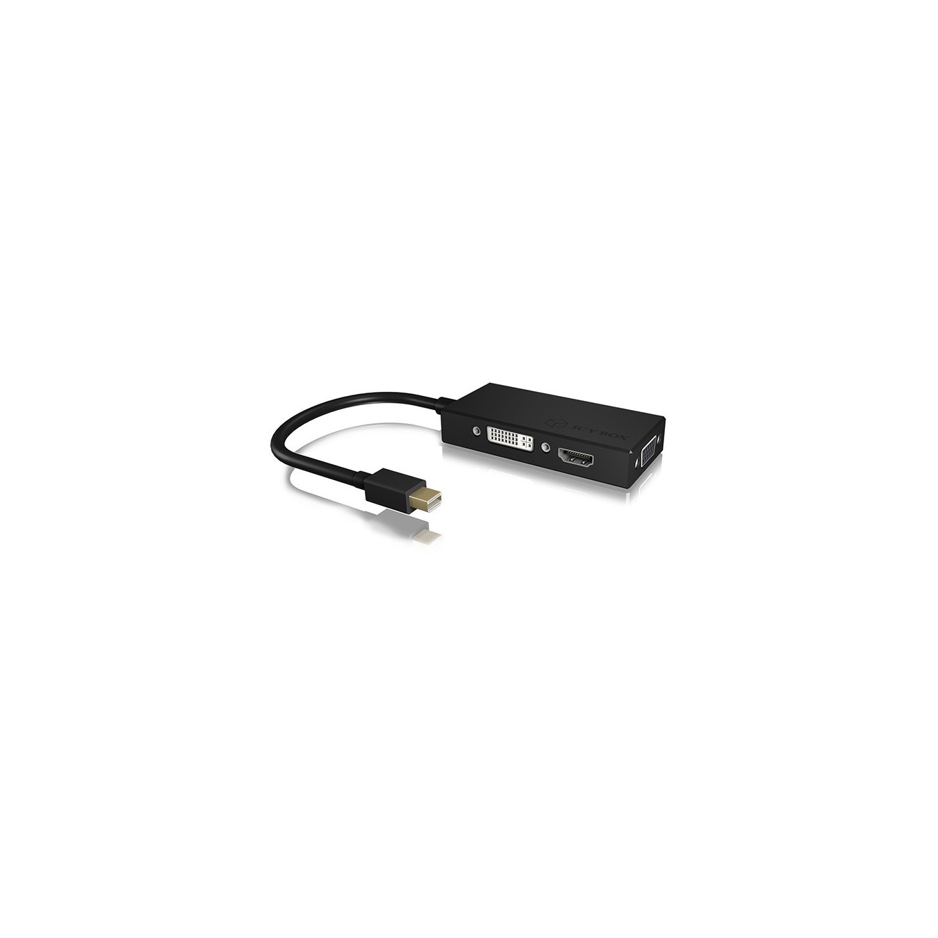 Adapter ICY BOX mini DisplayPort to DVI HDMI VGA 4K 60Hz Black - Characteristics — Buy in Cyprus with Fast Delivery