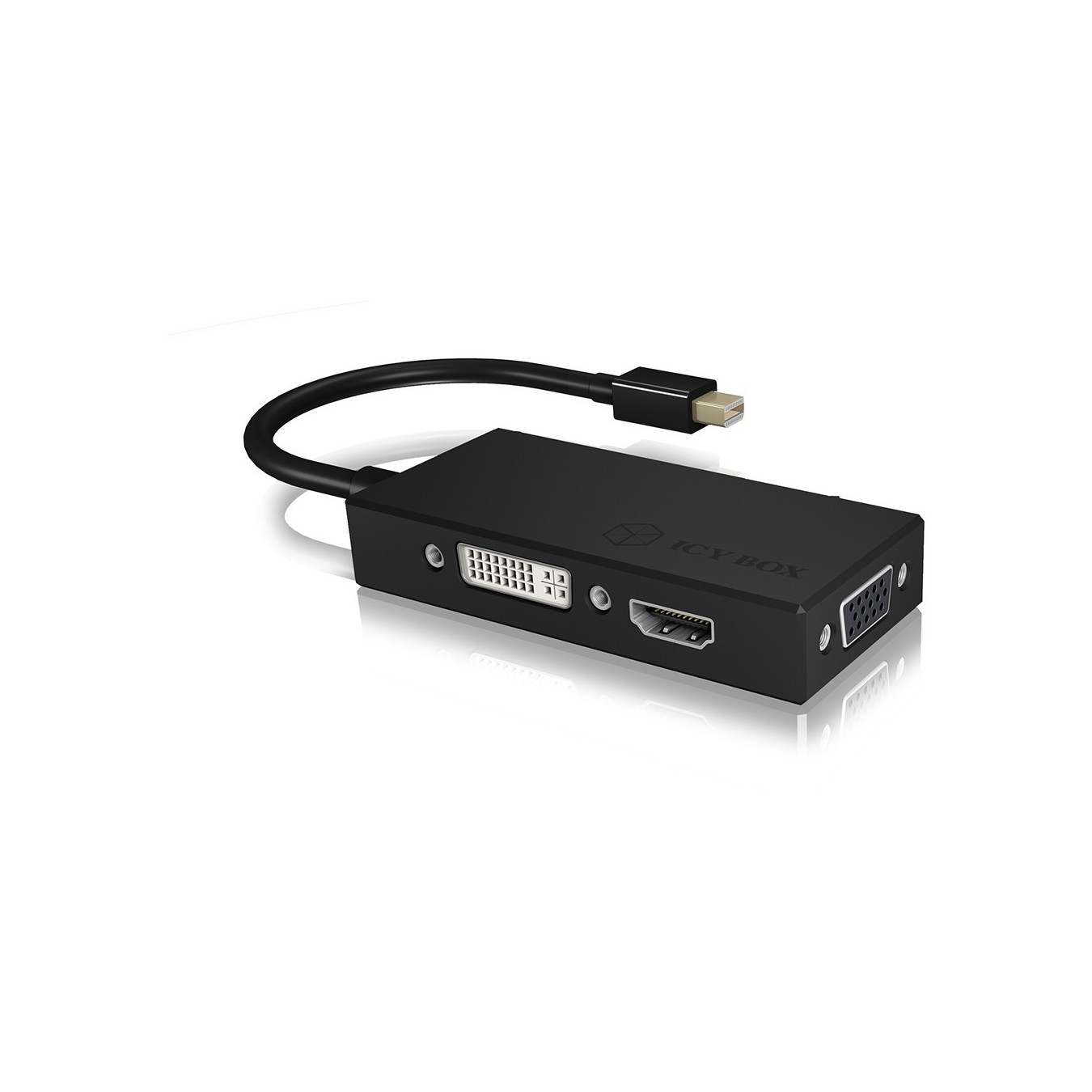 Adapter ICY BOX mini DisplayPort to DVI HDMI VGA 4K 60Hz Black - Characteristics — Buy in Cyprus with Fast Delivery