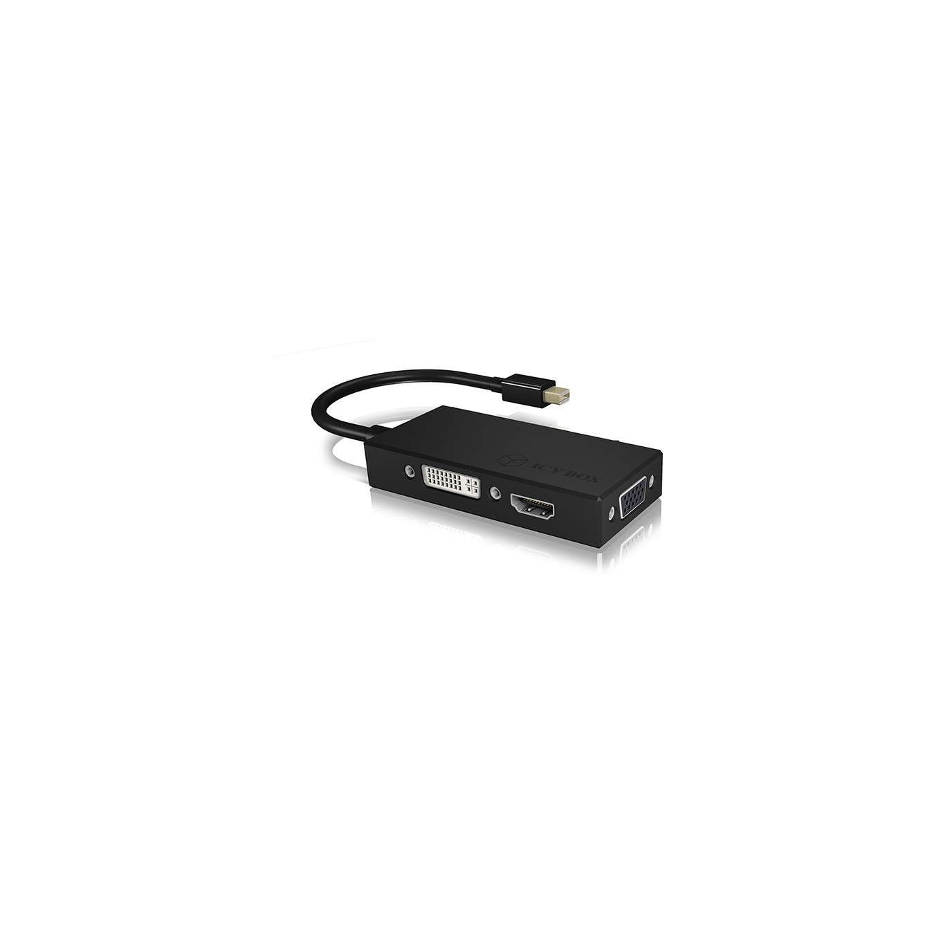 Adapter ICY BOX mini DisplayPort to DVI HDMI VGA 4K 60Hz Black - Characteristics — Buy in Cyprus with Fast Delivery