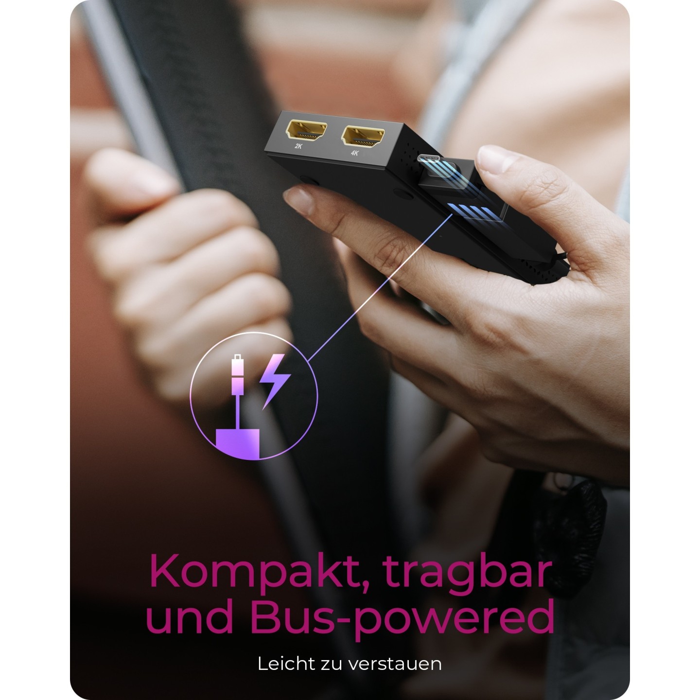 ICY BOX Splitter 2xHDMI to USB (BU-ST) + USB to USB-C (BU-ST) Adapter - BU-ST - (Black, 4K@30Hz)