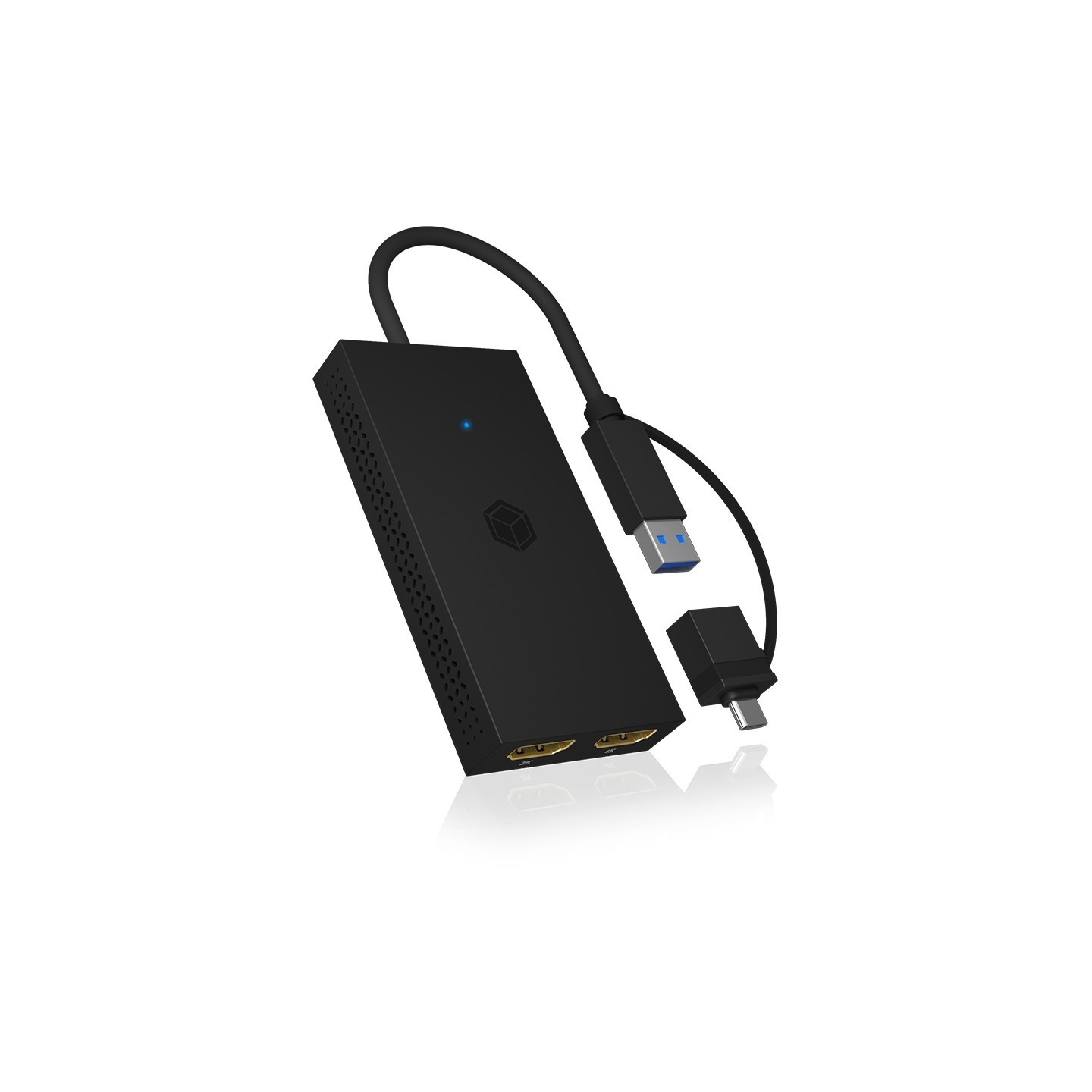 ICY BOX Splitter 2xHDMI to USB (BU-ST) + USB to USB-C (BU-ST) Adapter - BU-ST - (Black, 4K@30Hz)