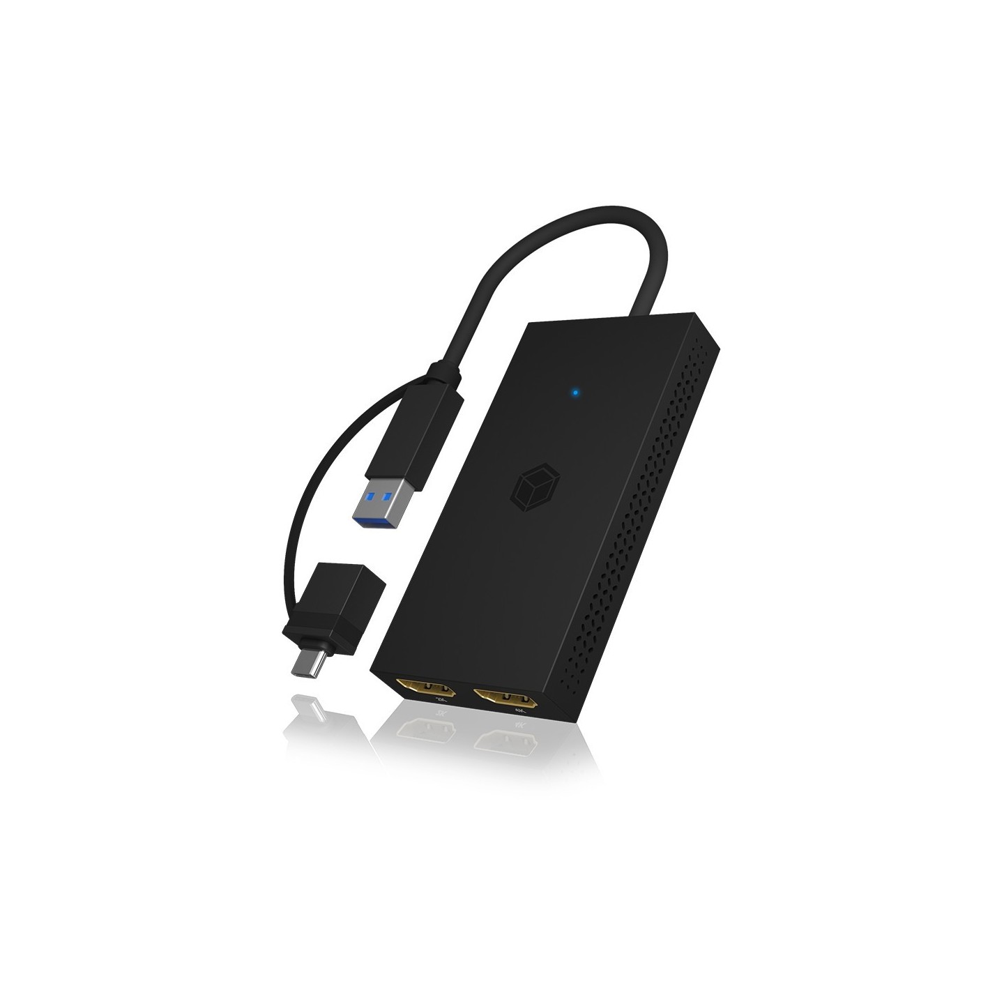 ICY BOX Splitter 2xHDMI to USB (BU-ST) + USB to USB-C (BU-ST) Adapter - BU-ST - (Black, 4K@30Hz)