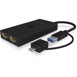 ICY BOX Splitter 2xHDMI to USB (BU-ST) + USB to USB-C (BU-ST) Adapter - BU-ST - (Black, 4K@30Hz)