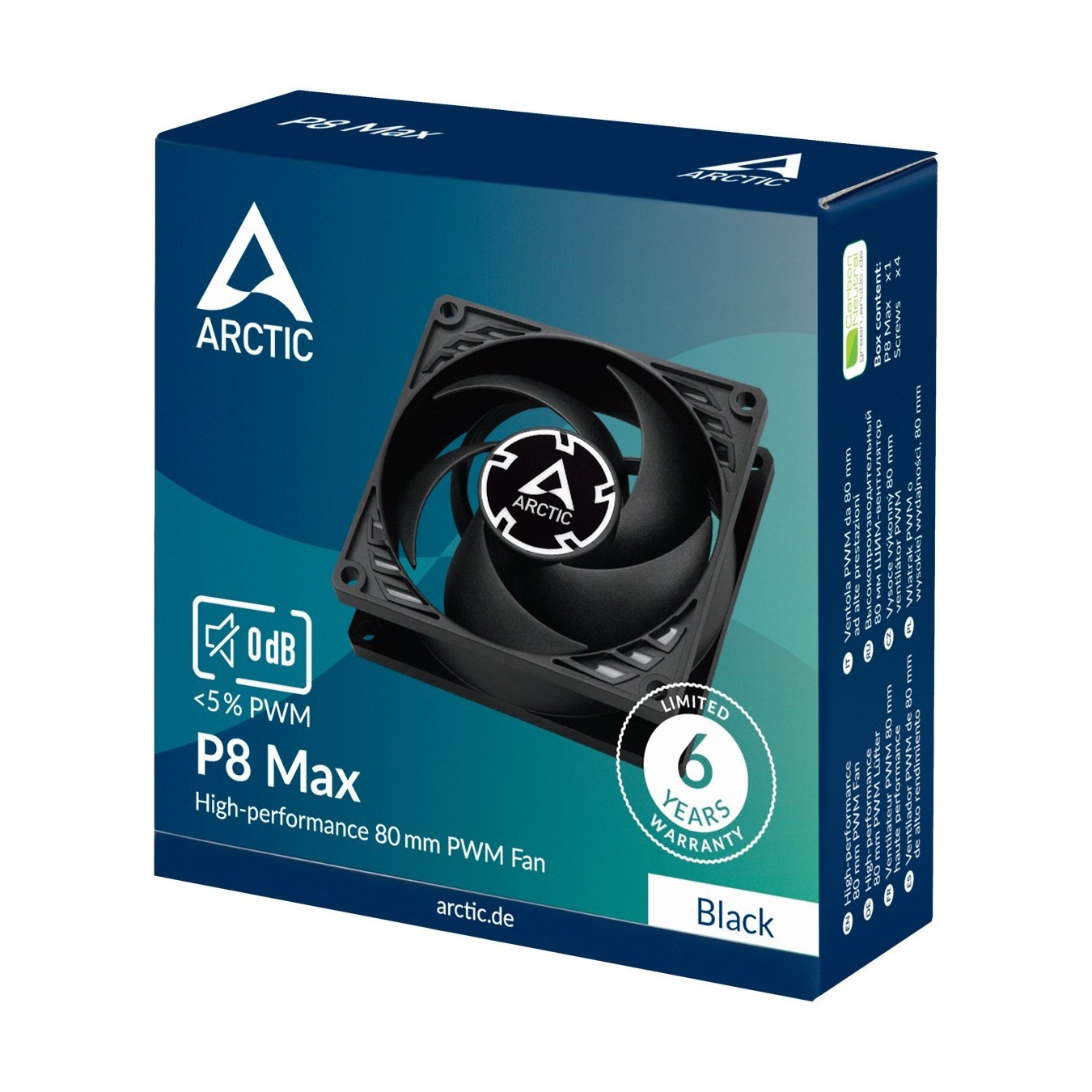 ARCTIC Lüfter P8 80 80 25 Max-80mm PWM regulated (Black) - P8 - Black — Buy in Cyprus with Fast Delivery