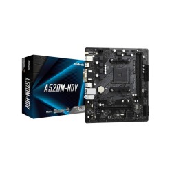 ASRock A520M-HDV - AM4 Micro-ATX Motherboard - DDR4 64GB Max - PCIe 3.0 - M.2 & 4x SATA3 - HDMI/DVI-D/VGA