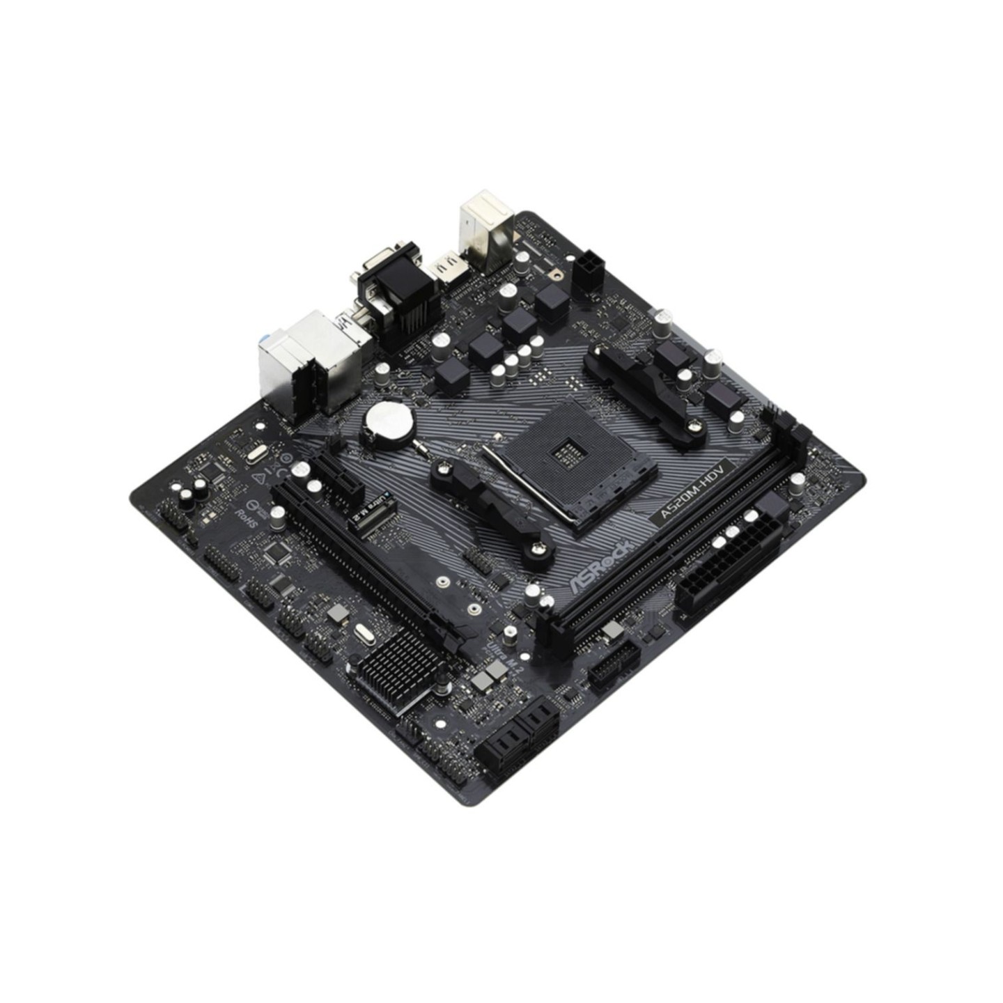 ASRock A520M-HDV - AM4 Micro-ATX Motherboard - DDR4 64GB Max - PCIe 3.0 - M.2 & 4x SATA3 - HDMI/DVI-D/VGA