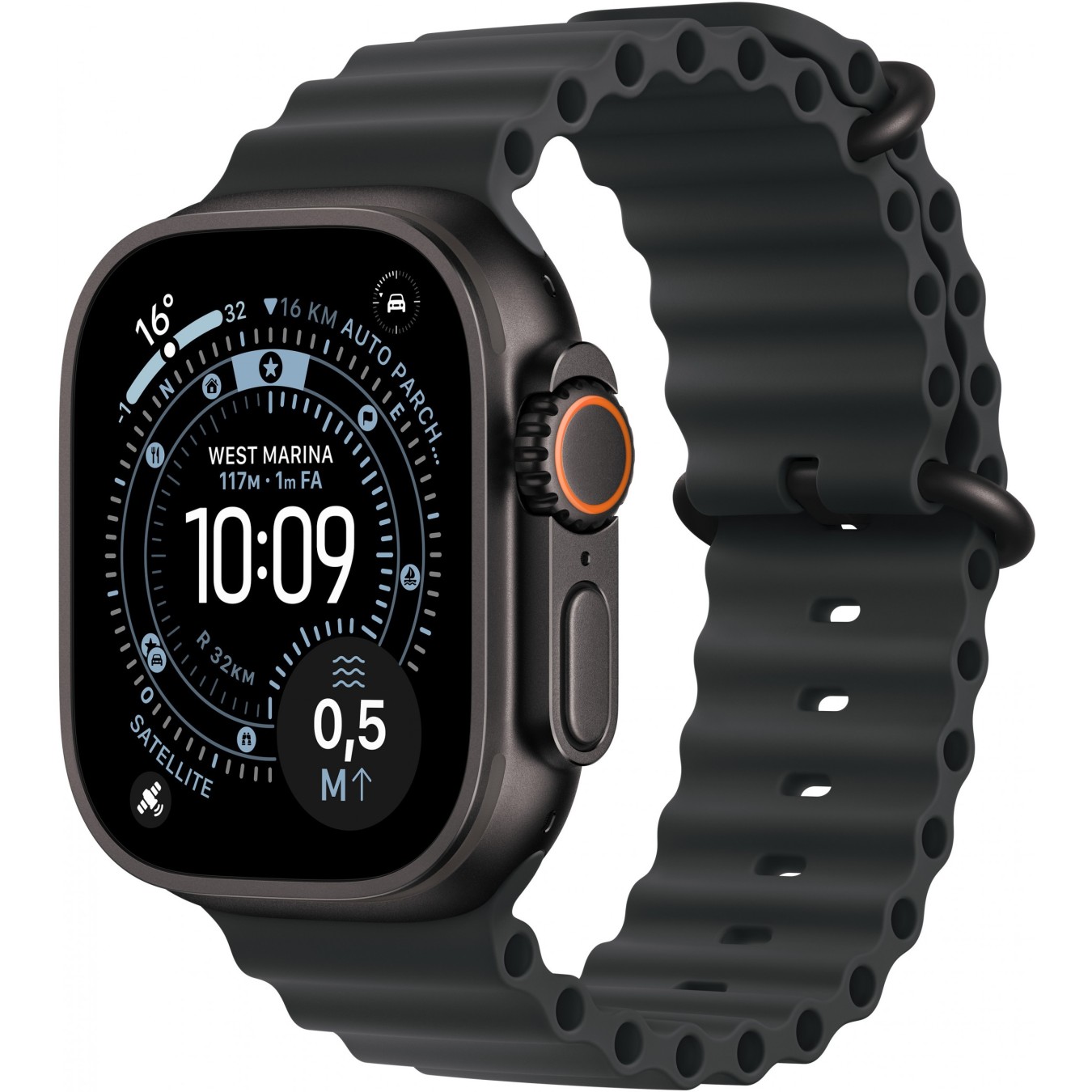 Apple Watch Ultra 3 Titanium Cellular 49mm Schwarz (Ocean Armband schwarz) - Color Schwarz, Band Ocean Armband schwarz