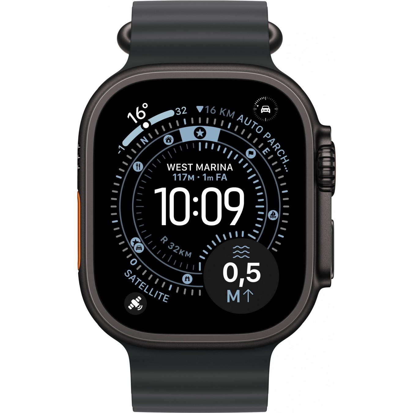 Apple Watch Ultra 3 Titanium Cellular 49mm Schwarz (Ocean Armband schwarz) - Color Schwarz, Band Ocean Armband schwarz