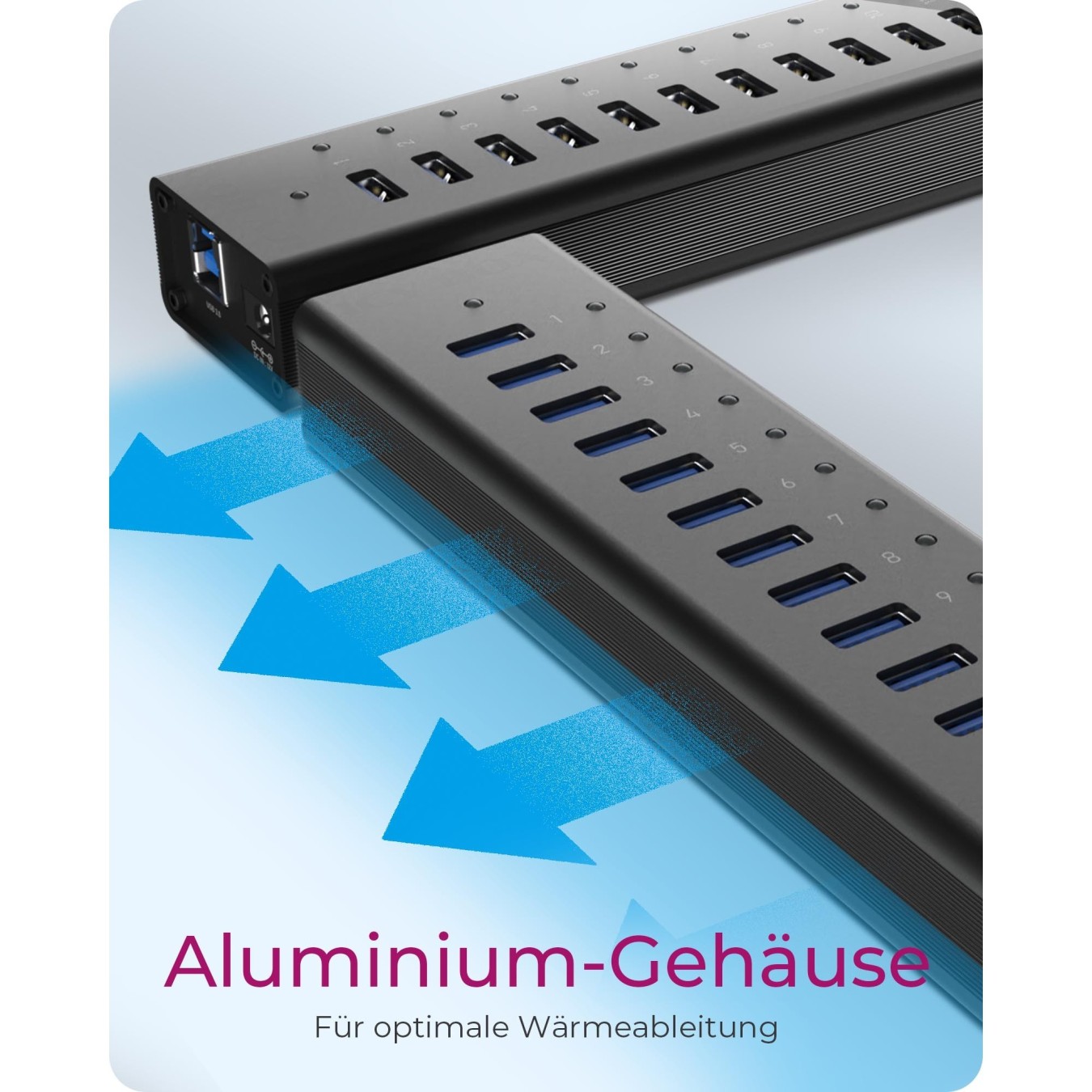 HUB USB 3.0 . 13 Port. +1x Ladeport Aluminium-mit Netzteil ICY BOX — Buy in Cyprus with Fast Delivery