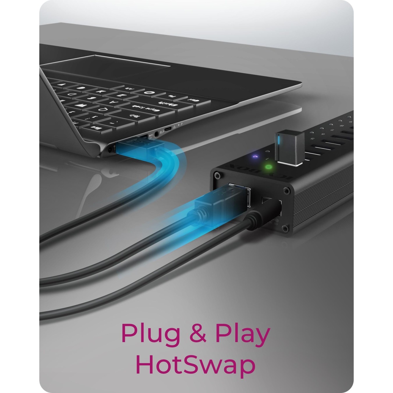 HUB USB 3.0 . 13 Port. +1x Ladeport Aluminium-mit Netzteil ICY BOX — Buy in Cyprus with Fast Delivery