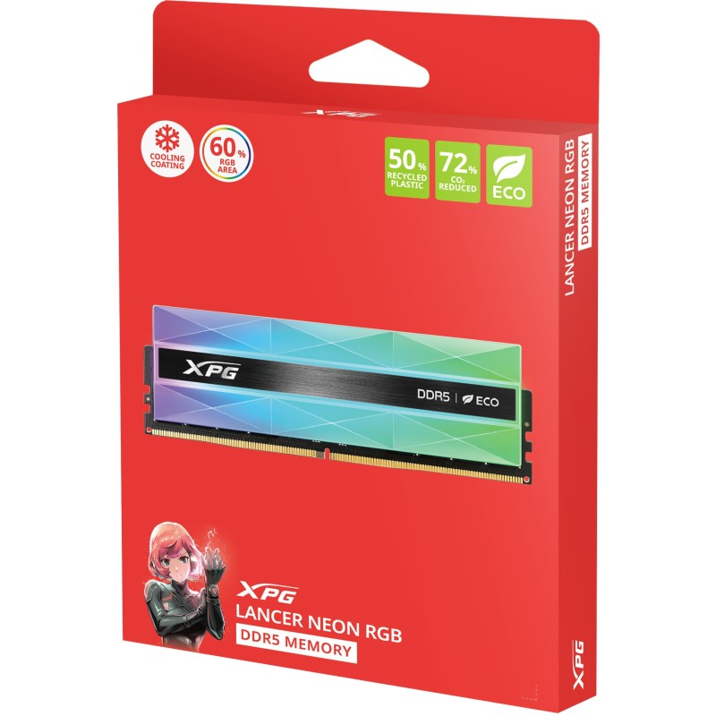 Buy 32GB PC 6000 CL30 ADATA XPG LANCER NEON RGB KIT 2x16GB - Multicolour DDR5 in Cyprus, Nicosia, Limassol, Larnaka, Pafos
