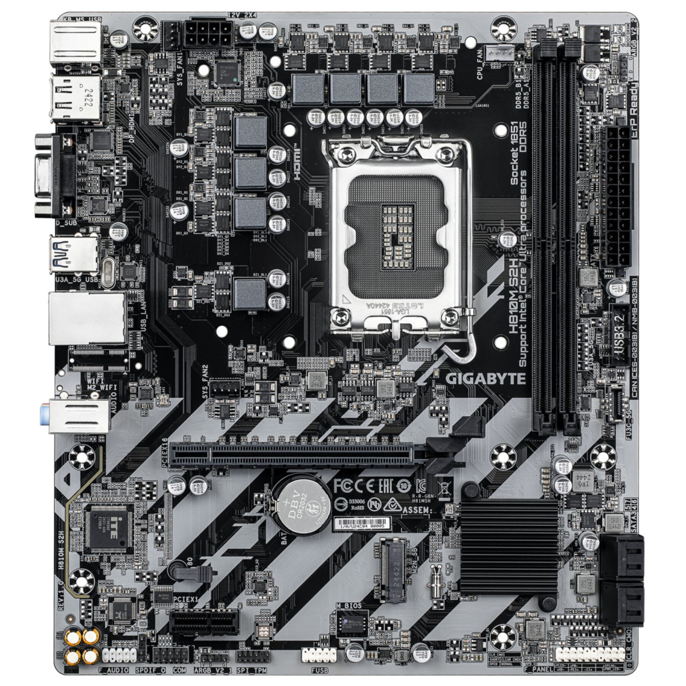 GIGABYTE GA-H810M S2H - LGA1851 Micro-ATX Motherboard, DDR5, 2x DIMM, Up to 128GB — Buy in Cyprus with Fast Delivery