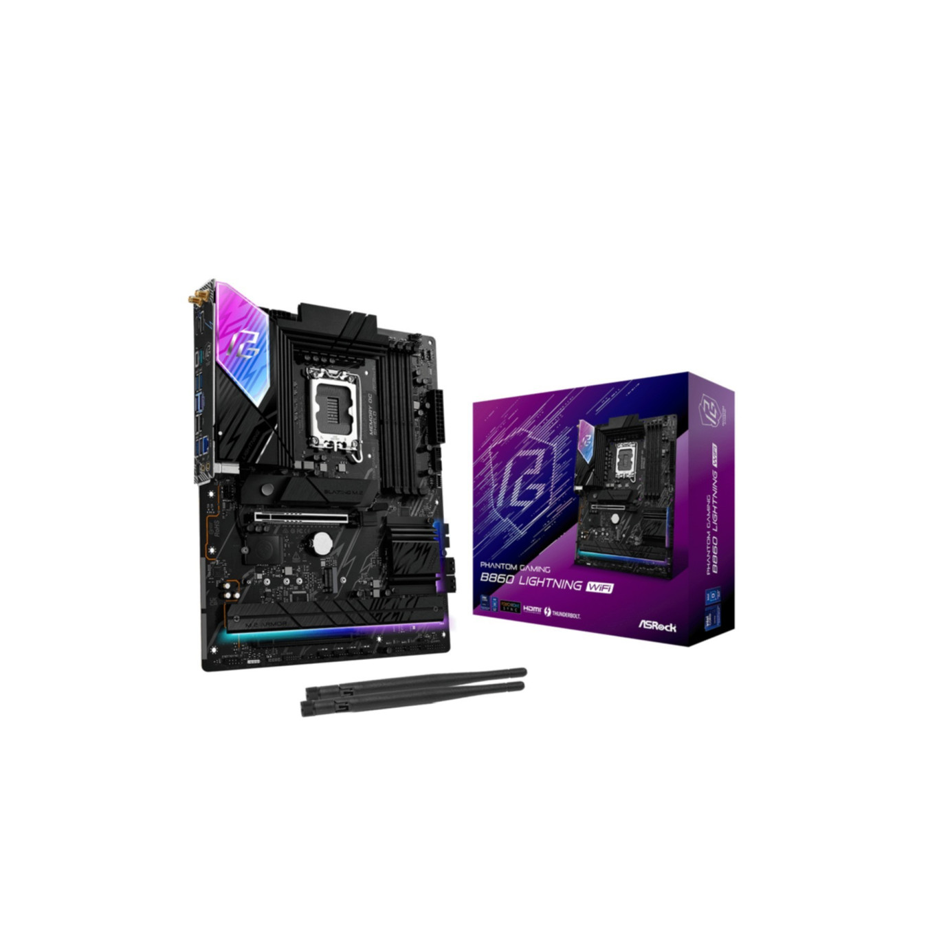 ASRock B860 Lightning WiFi - LGA1851 - DDR5 Gaming Motherboard, Phantom Gaming Design, Integrated WiFi