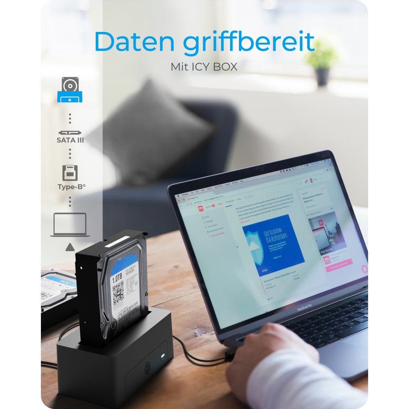 Docking station for 1x 2.5' 3.5' SATA I II III USB 3.2 - IB-1121-U3 - Black — Buy in Cyprus with Fast Delivery