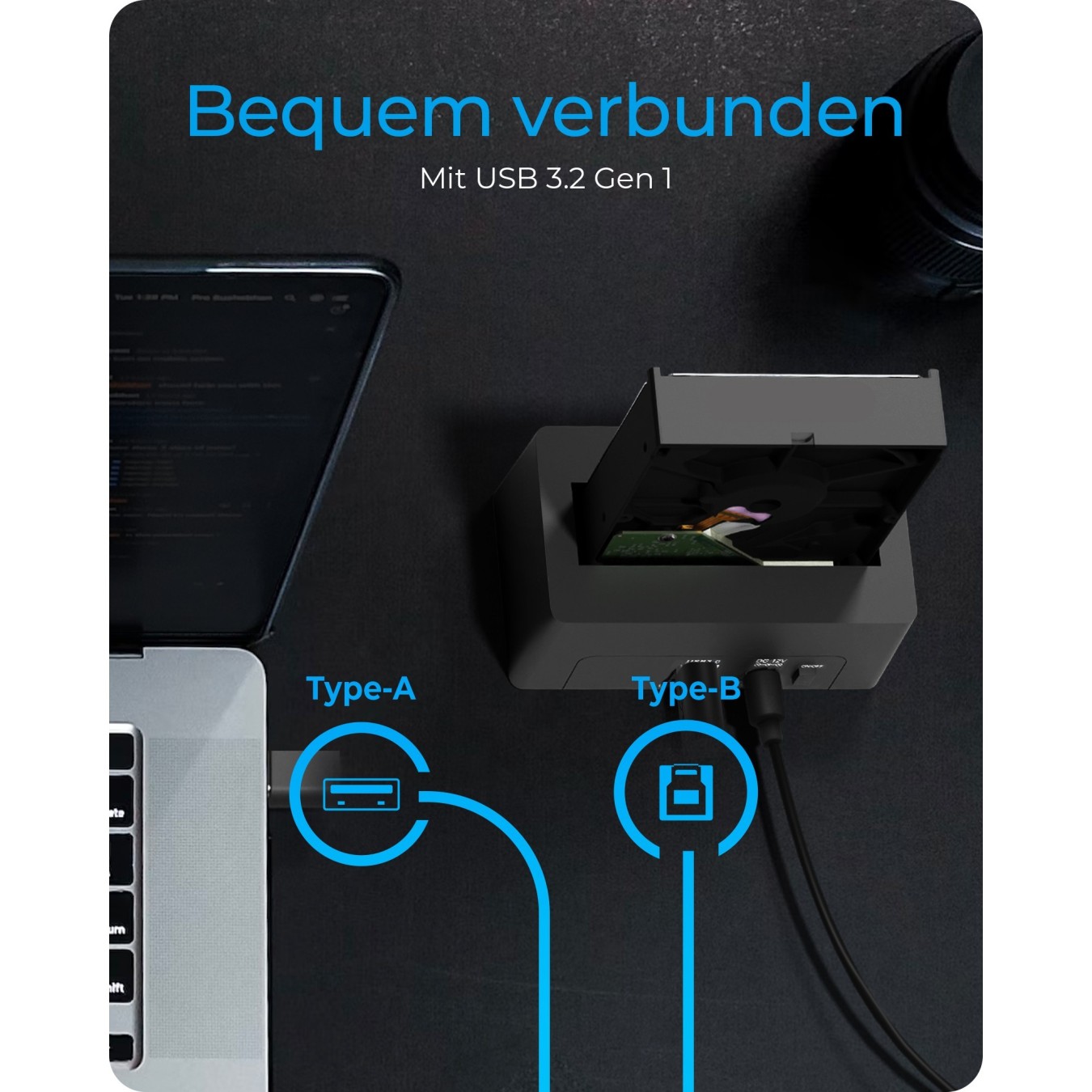 Docking station for 1x 2.5' 3.5' SATA I II III USB 3.2 - IB-1121-U3 - Black — Buy in Cyprus with Fast Delivery