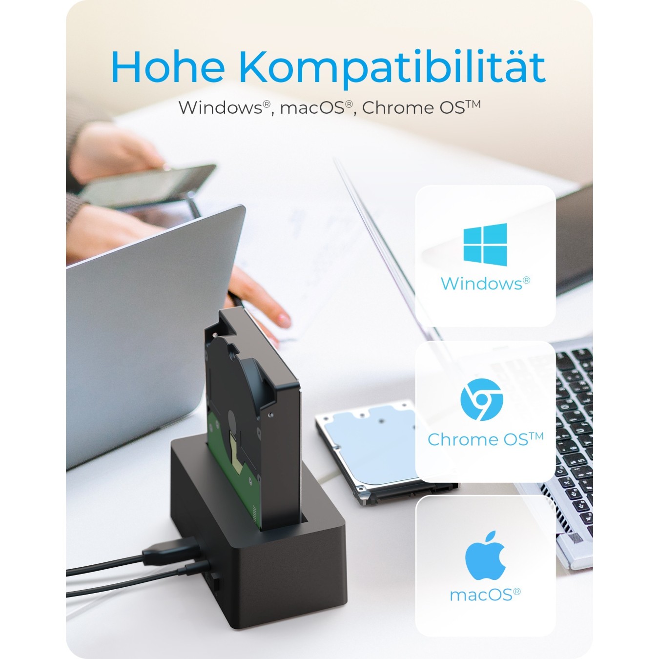Docking station for 1x 2.5' 3.5' SATA I II III USB 3.2 - IB-1121-U3 - Black — Buy in Cyprus with Fast Delivery