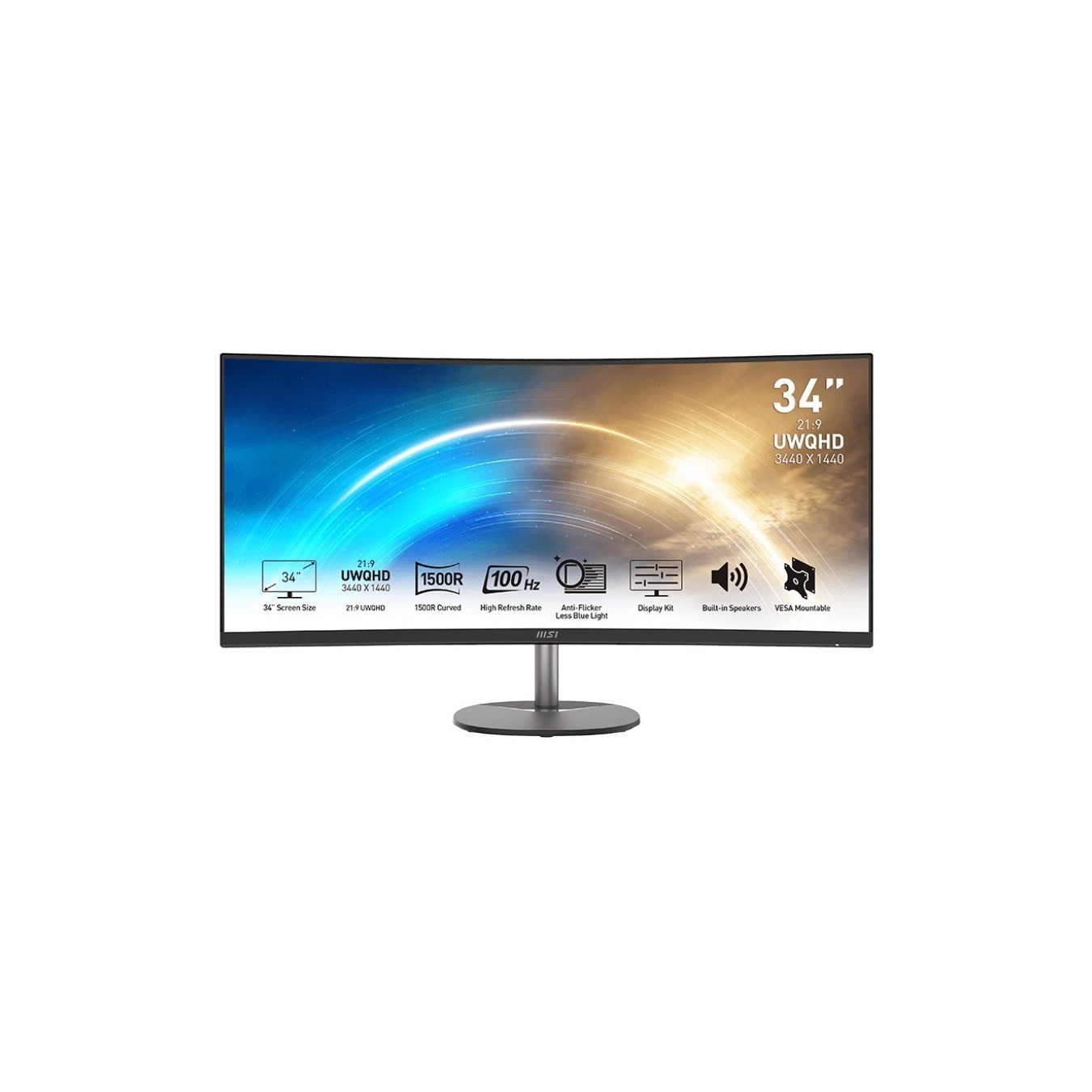 MSI PRO MP341CQDE - MP341CQDE - 34'' VA UWQHD Curved Monitor, 3440x1440, 100Hz, 4ms, Black — Buy in Cyprus with Fast Delivery