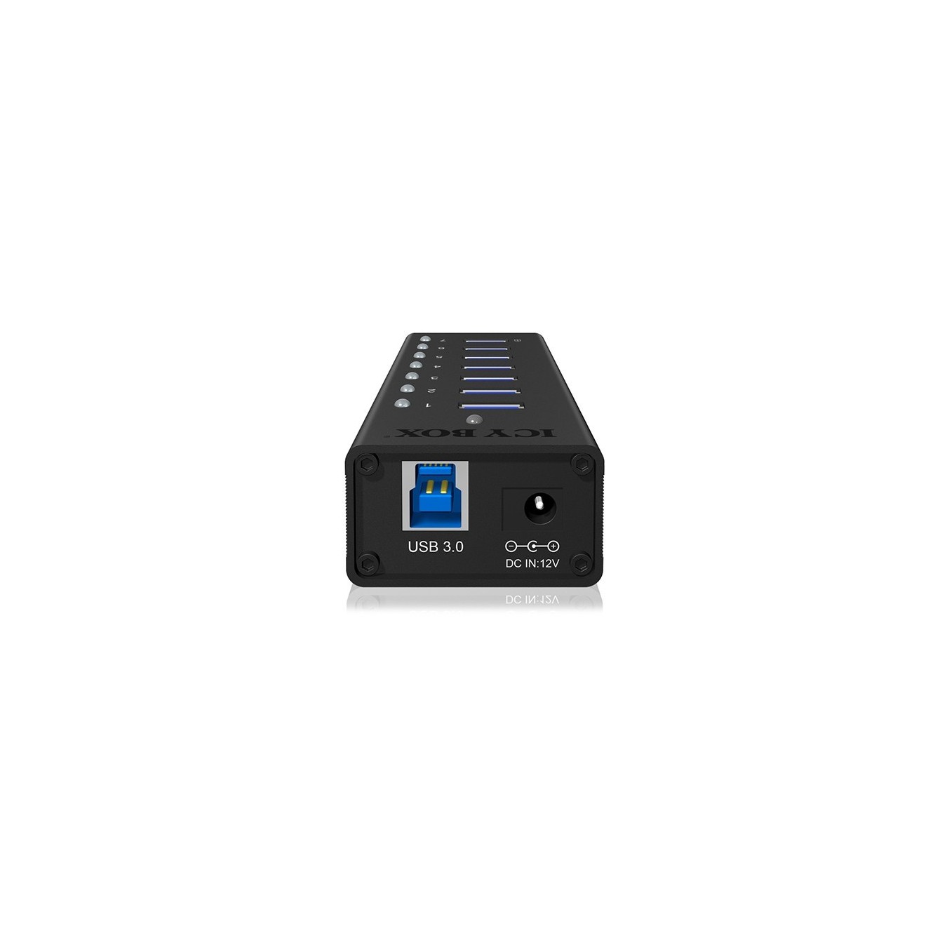 ICY BOX HUB 7Port - IB-AC618 - Black Aluminium, 7x USB 3.2 Gen 1 (3.1 Gen 1) Type-A & Type-B, 0.8 m