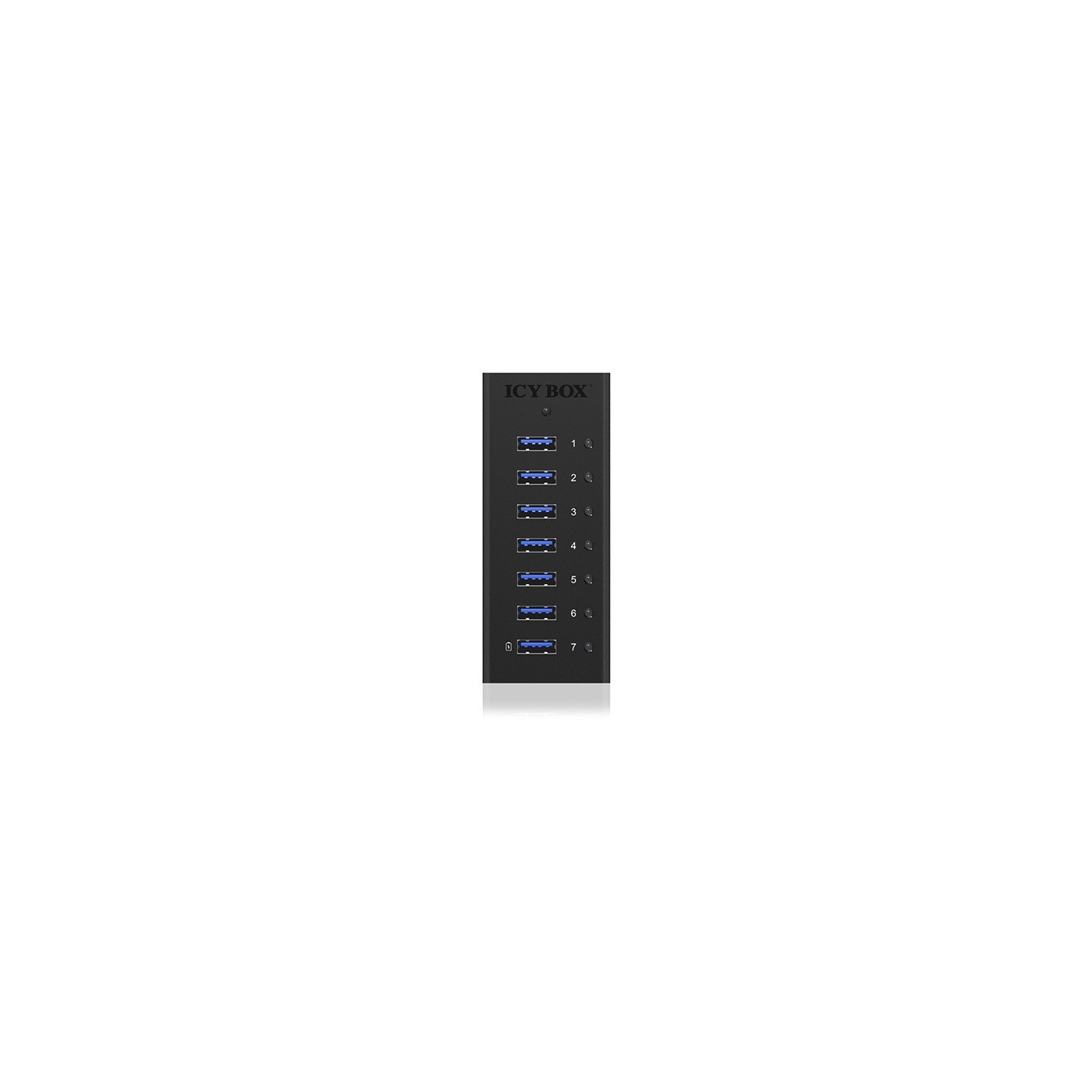 ICY BOX HUB 7Port - IB-AC618 - Black Aluminium, 7x USB 3.2 Gen 1 (3.1 Gen 1) Type-A & Type-B, 0.8 m