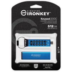 Buy STICK 512GB Kingston IronKey Keypad 200C - Blue, retail - AES-256, USB-C, 3.... in Cyprus, Nicosia, Limassol, Larnaka, Pafos