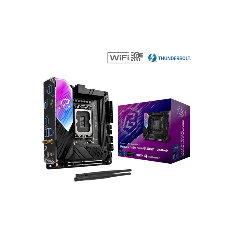 Buy ASRock B860I Lightning WiFi - B860I - Mini-ITX, DDR5, LGA1700, WiFi, Phantom... in Cyprus, Nicosia, Limassol, Larnaka, Pafos