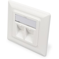 Keystone Dose 2 Ports White Digitus - RJ-45, 2 sockets, frame 80x80 mm, middle plate 50x50 mm
