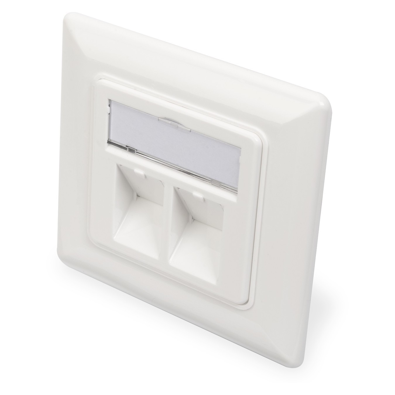 Keystone Dose 2 Ports White Digitus - RJ-45, 2 sockets, frame 80x80 mm, middle plate 50x50 mm