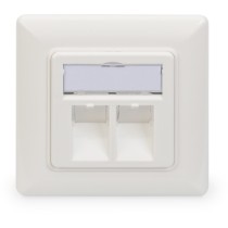Keystone Dose 2 Ports White Digitus - RJ-45, 2 sockets, frame 80x80 mm, middle plate 50x50 mm