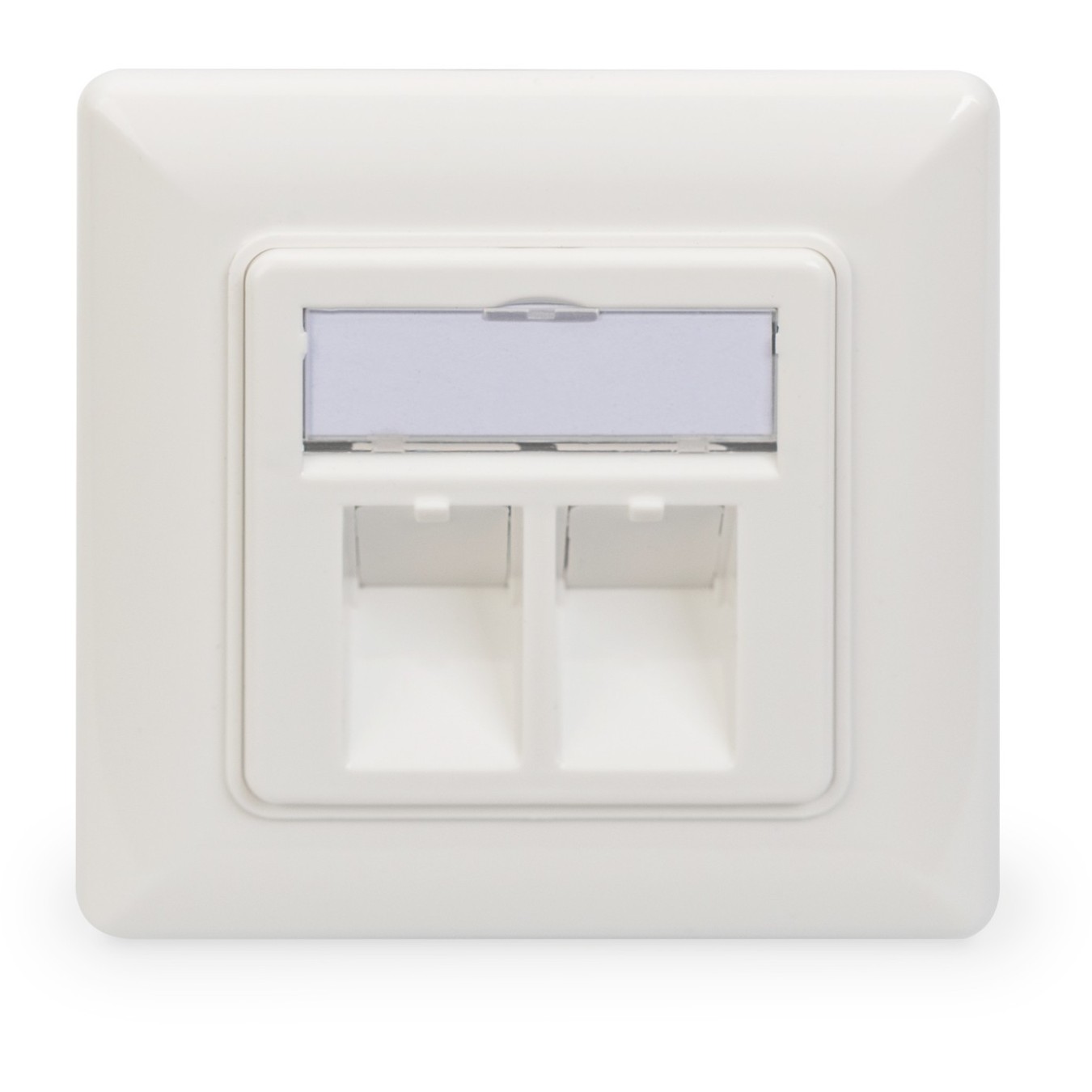 Keystone Dose 2 Ports White Digitus - RJ-45, 2 sockets, frame 80x80 mm, middle plate 50x50 mm