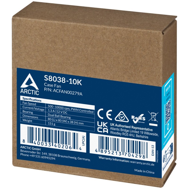 Buy ARCTIC Fan 80x80x25mm - S8038-10K - Black in Cyprus, Nicosia, Limassol, Larnaka, Pafos