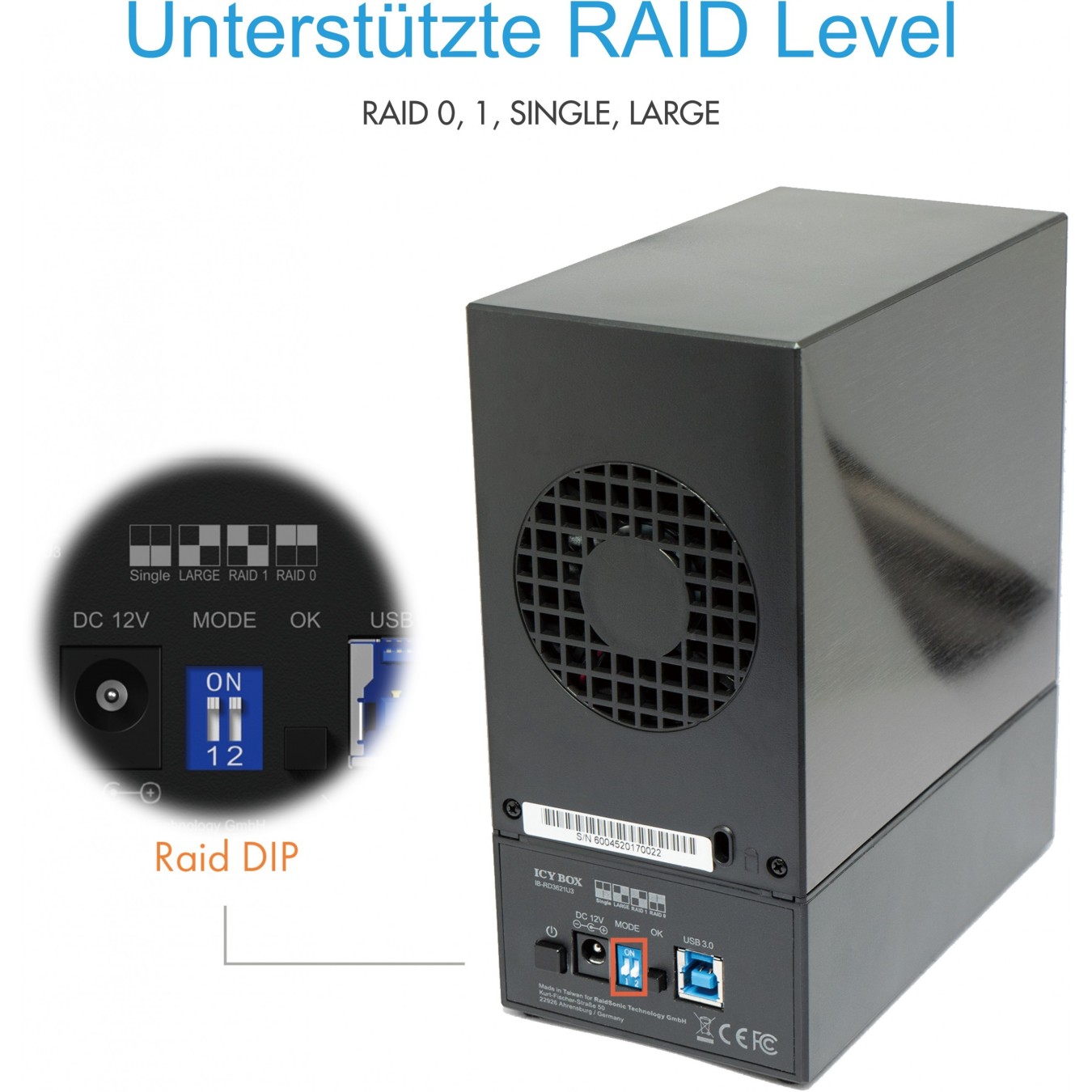 RAID-System. 2x SATA 3.5' zu 1x USB 3.0 RAID 0 1 LARGE SINGLE ICY BOX — Buy in Cyprus with Fast Delivery