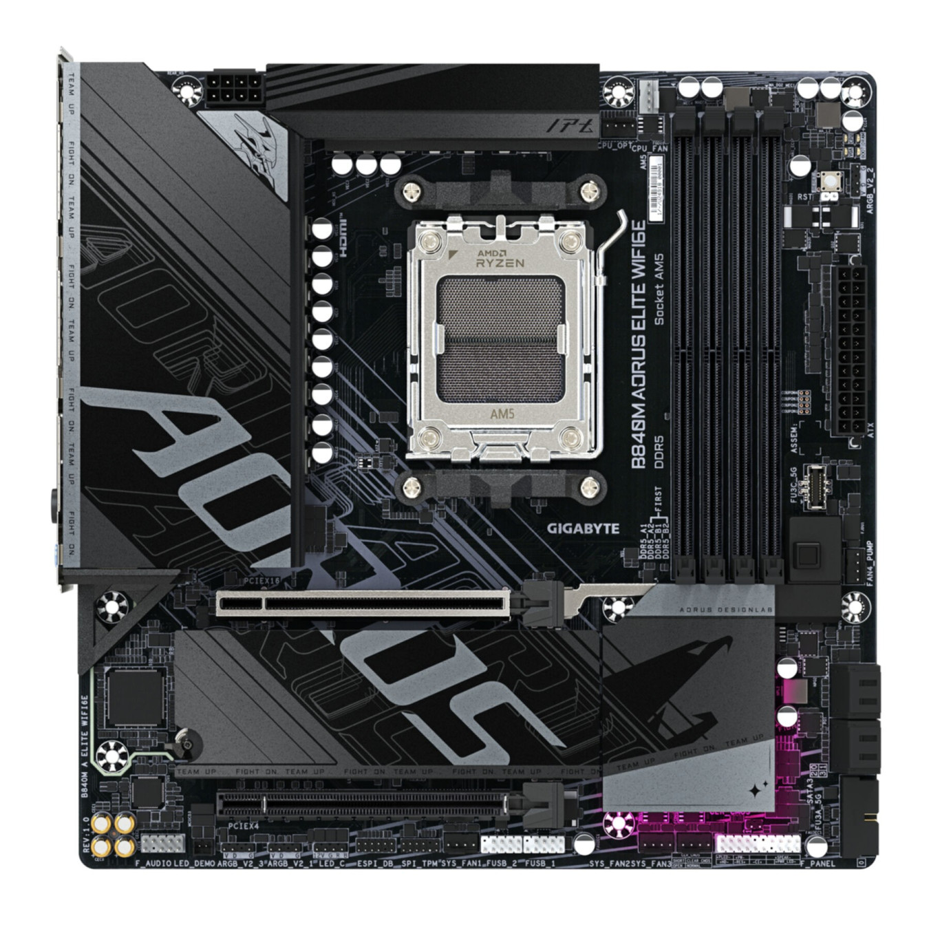 Gigabyte GA-B840M A Elite WIFI6E - GA-B840M-A - AM5 Micro-ATX, DDR5, 256GB Max, Wi‑Fi 6E, RGB, Black