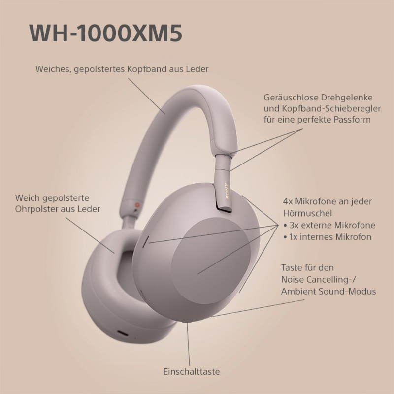 Buy Sony WH-1000XM5 Headphones - WH-1000XM5 - Pink, Wireless, Over-Ear with ANC in Cyprus, Nicosia, Limassol, Larnaka, Pafos