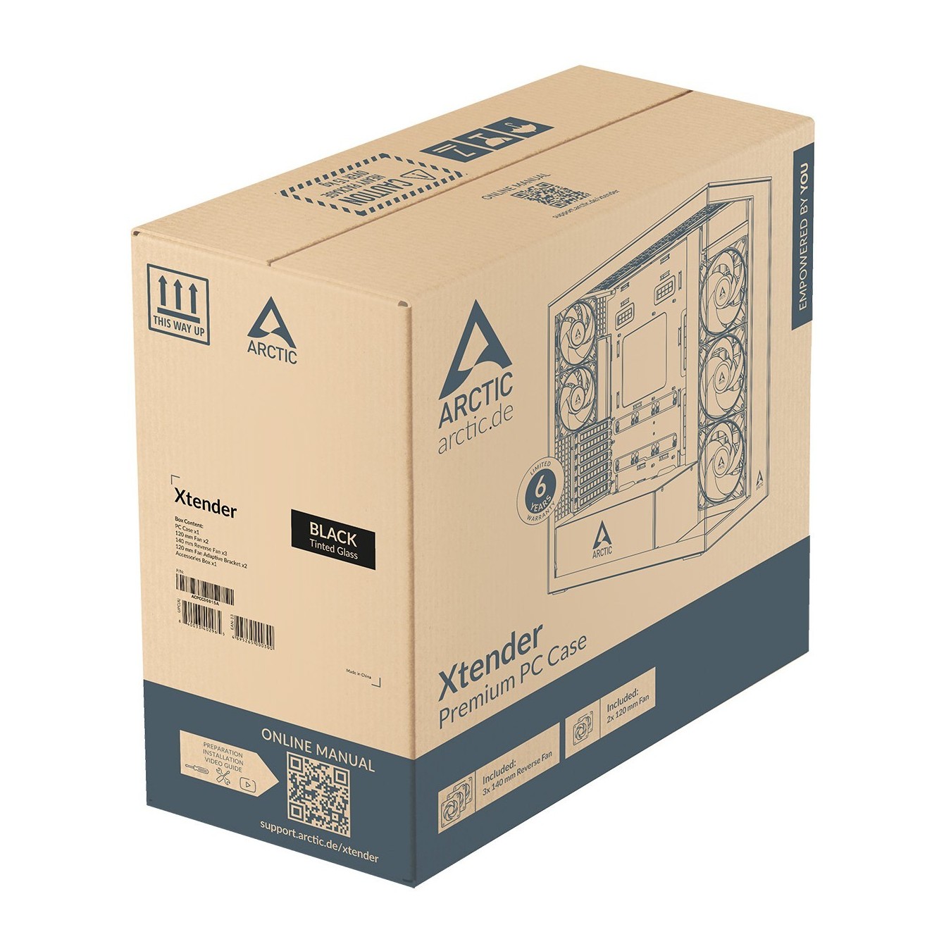 Arctic Xtender black window w o GPU vertical mount - Black EATX Midi Tower — Buy in Cyprus with Fast Delivery