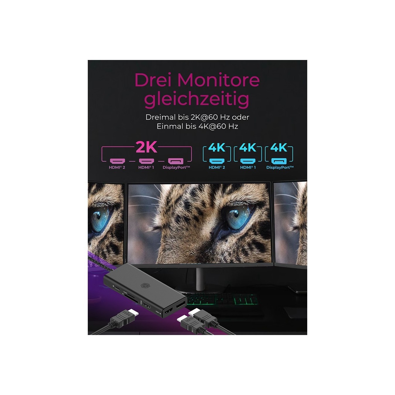 ICY BOX IB-DK4011-CPD USB-C 9-in-1 Docking Station 100W Power Delivery — Armenius Store Cyprus