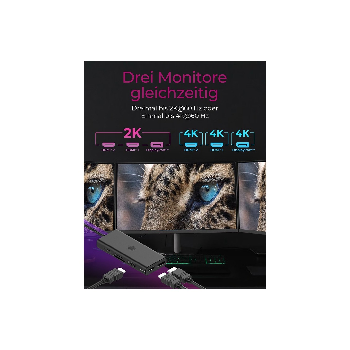 ICY BOX IB-DK4011-CPD USB-C 9-in-1 PD Docking Station - IB-DK4011-CPD - Black — Buy in Cyprus with Fast Delivery