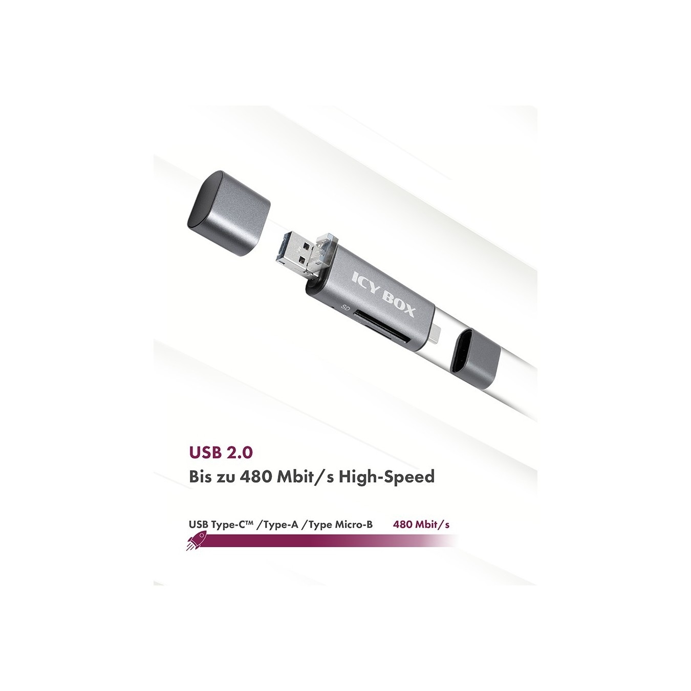 ICY BOX IB-CR200-C Multi-USB SD MicroSD Kartenleser - IB-CR200-C - SD + microSD — Buy in Cyprus with Fast Delivery
