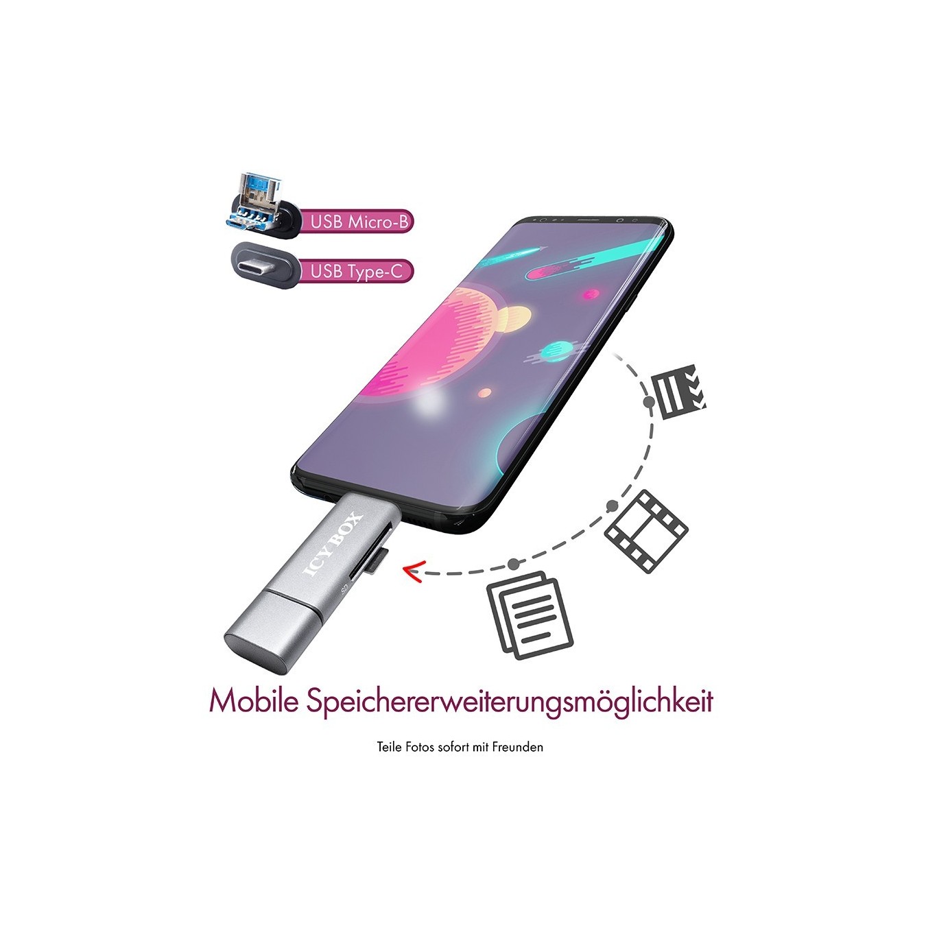 ICY BOX IB-CR200-C Multi-USB SD MicroSD Kartenleser - IB-CR200-C - SD + microSD — Buy in Cyprus with Fast Delivery