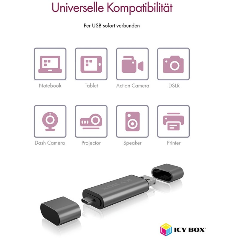Buy ICY BOX IB-CR200-C Multi-USB SD MicroSD Kartenleser - IB-CR200-C - SD + microSD in Cyprus, Nicosia, Limassol, Larnaka, Pafos