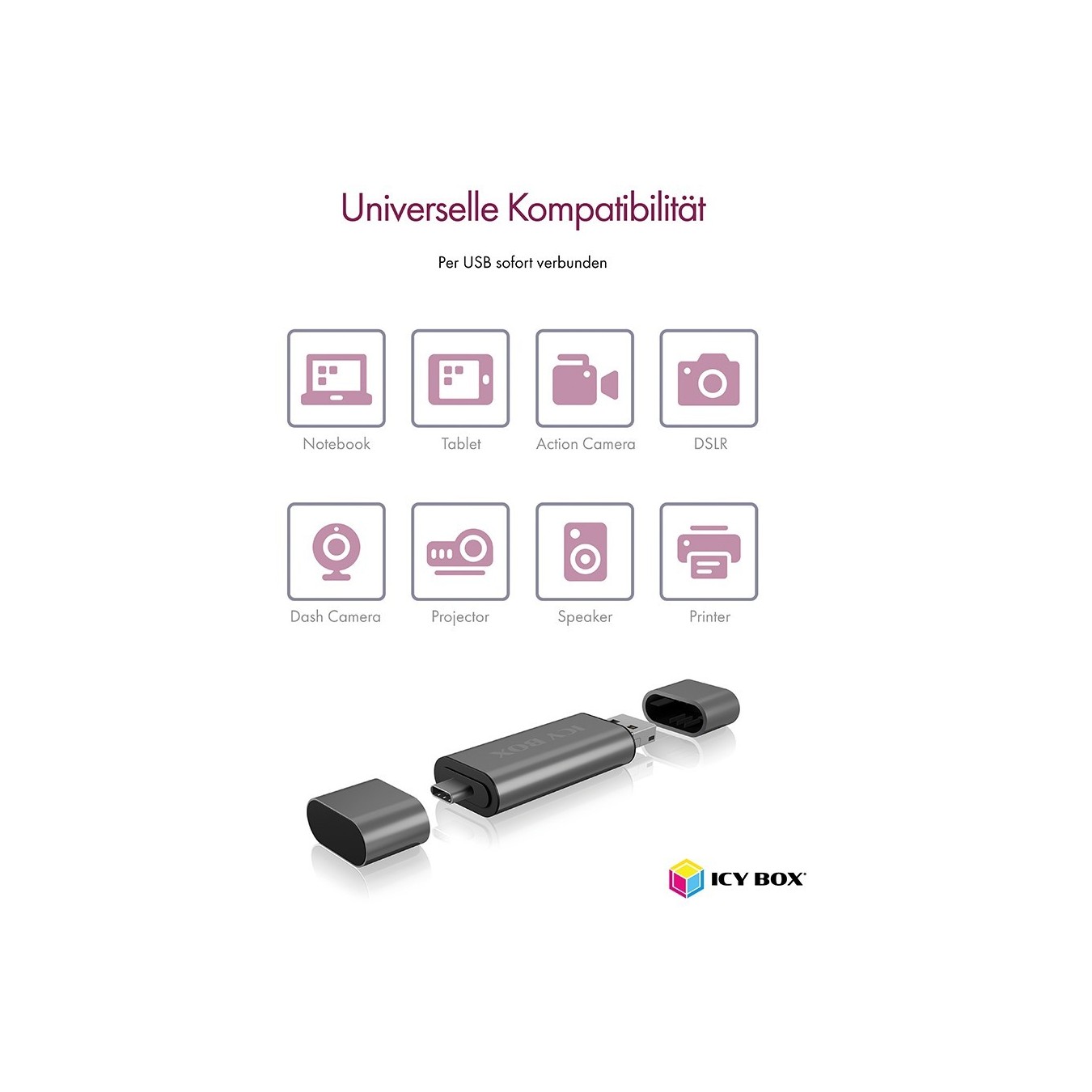 ICY BOX IB-CR200-C Multi-USB SD MicroSD Kartenleser - IB-CR200-C - SD + microSD — Buy in Cyprus with Fast Delivery
