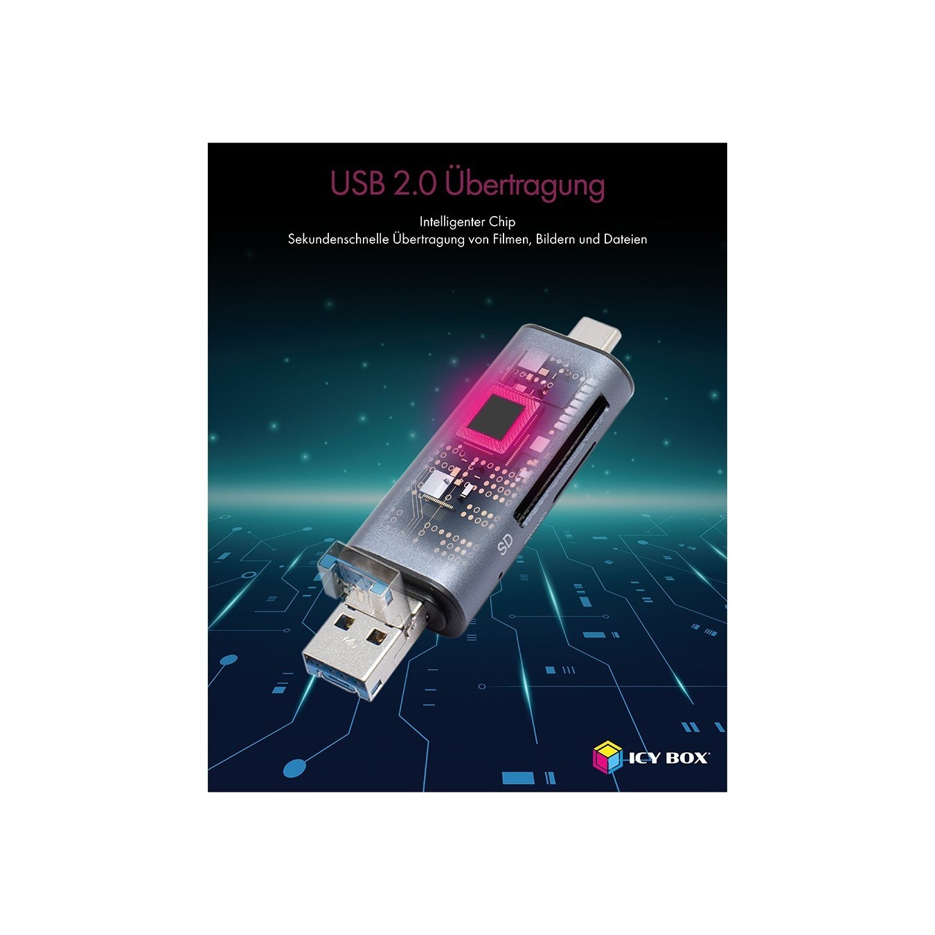 ICY BOX IB-CR200-C Multi-USB SD MicroSD Kartenleser - IB-CR200-C - SD + microSD — Buy in Cyprus with Fast Delivery