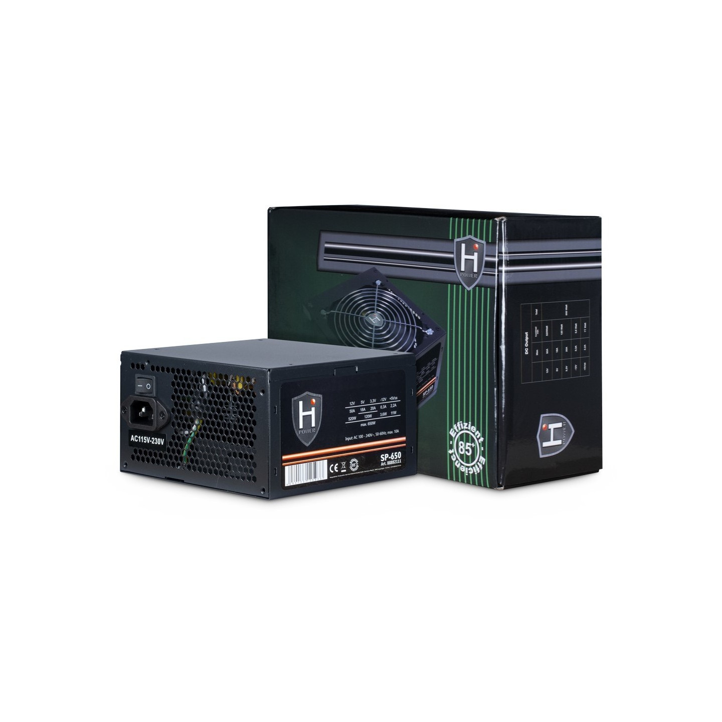 Inter-Tech HIPOWER SP-650 650W ATX Power Supply - Black (Boxed) — Buy in Cyprus with Fast Delivery