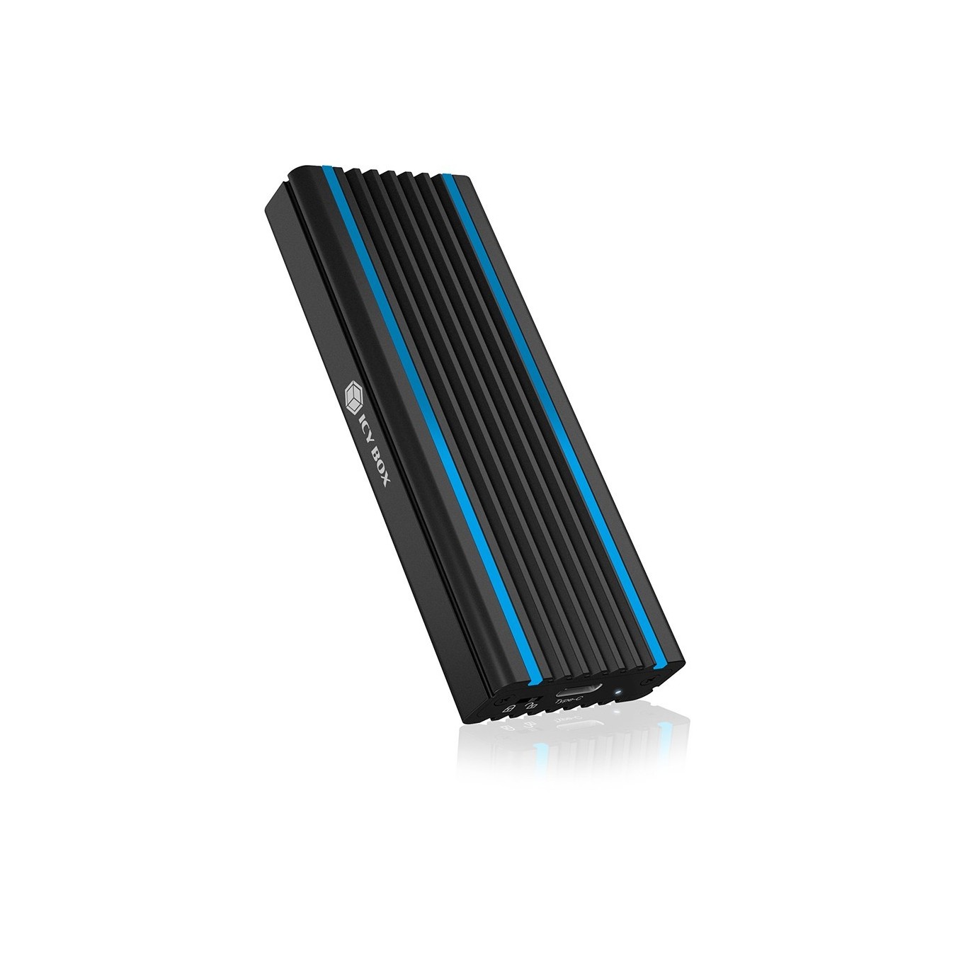 ICY BOX IB-1824ML-C31 Externes USB-C 3.2 Gehäuse für M.2 NVMe SSD mit LED-Beleuchtung - Black