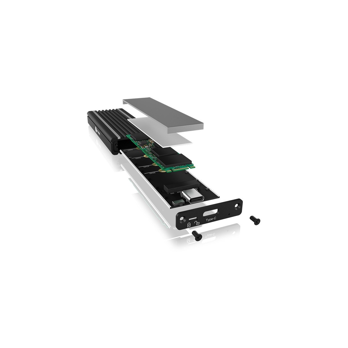 ICY BOX IB-1824ML-C31 Externes USB-C 3.2 Gehäuse für M.2 NVMe SSD mit LED-Beleuchtung - Black