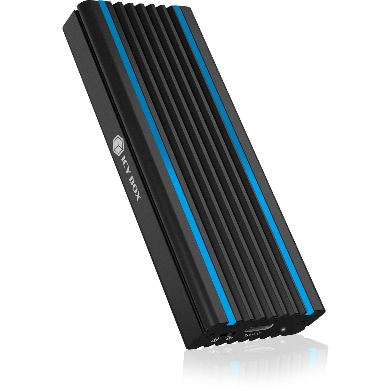 ICY BOX IB-1824ML-C31 Externes USB-C 3.2 Gehäuse für M.2 NVMe SSD mit LED-Beleuchtung - Black