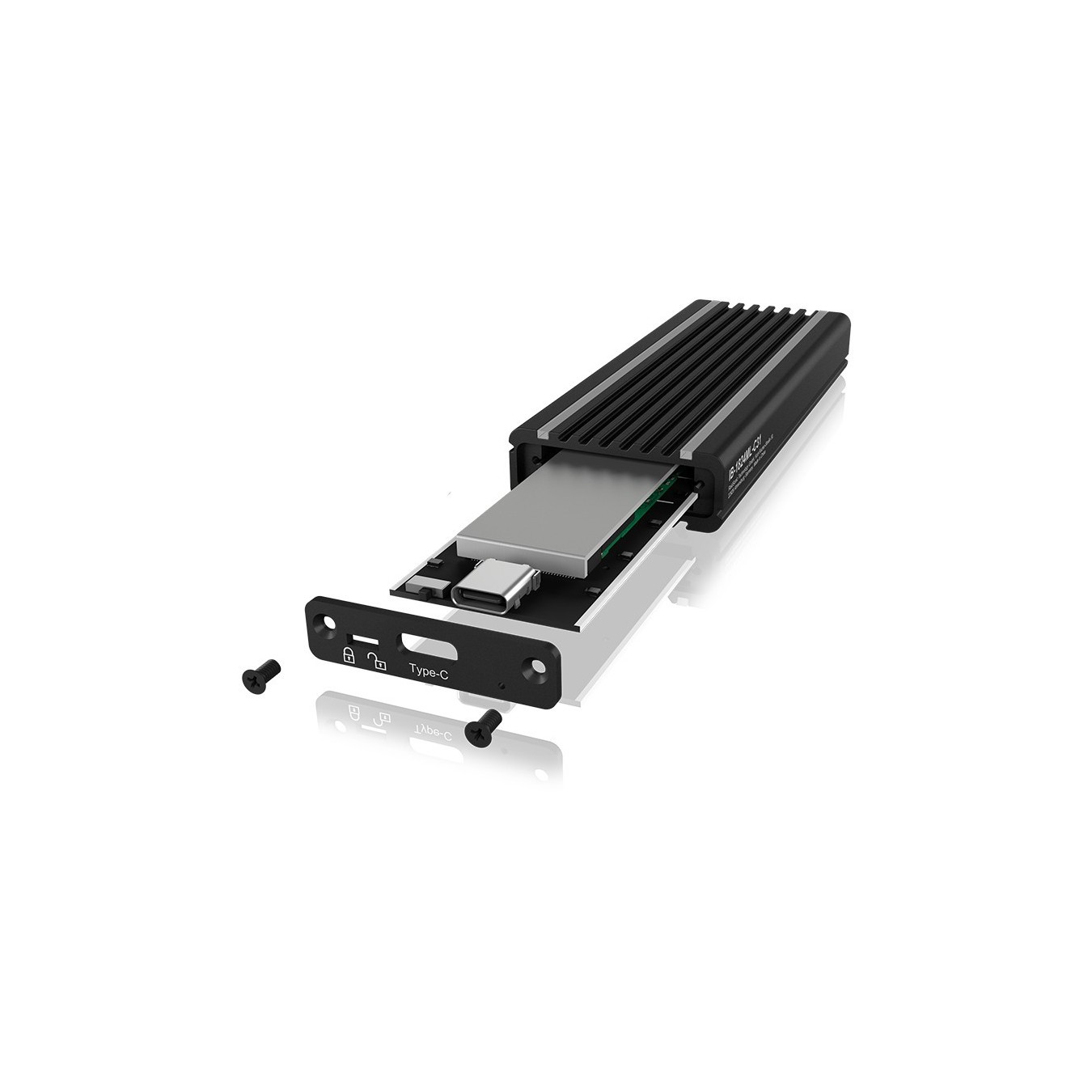 ICY BOX IB-1824ML-C31 Externes USB-C 3.2 Gehäuse für M.2 NVMe SSD mit LED-Beleuchtung - Black