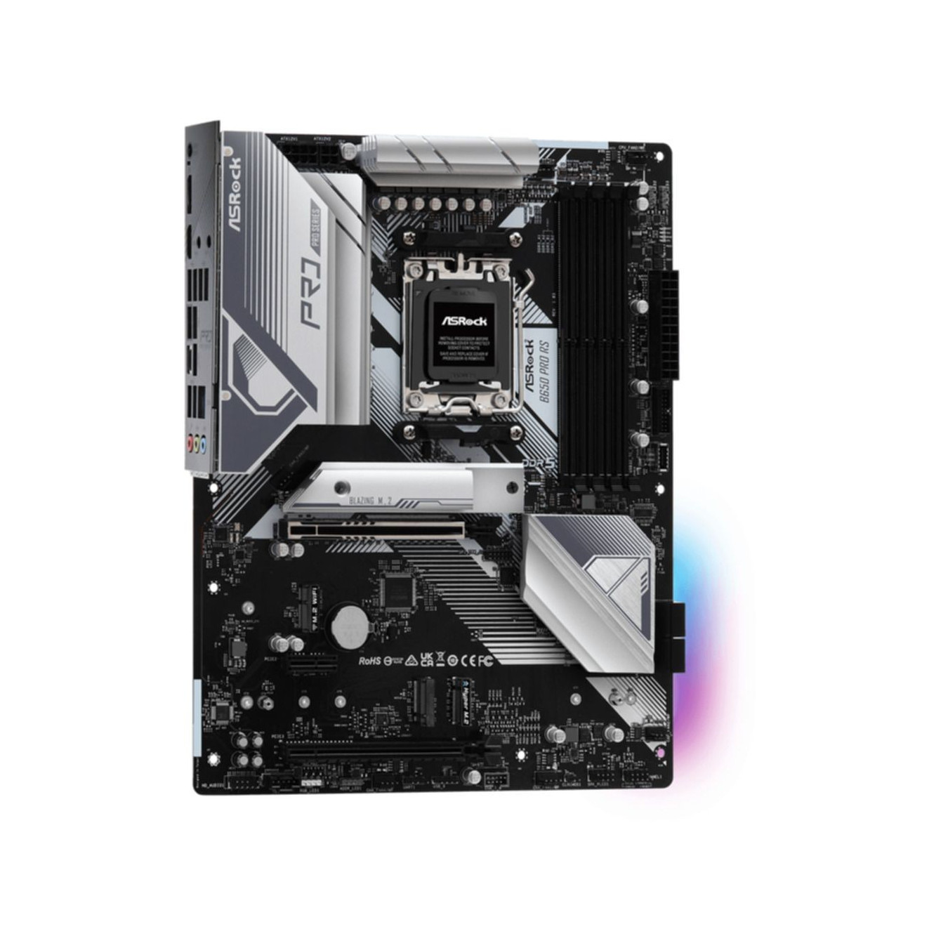 ASRock B650 Pro RS - AM5 ATX Motherboard - DDR5 128GB Max, PCIe 4.0, 1x M.2, 2x SATA III, 2.5Gb LAN, HDMI/DP